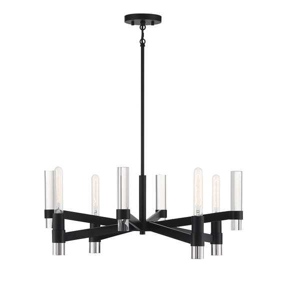 Windamere 4-Light Chandelier in Textured Black with Polished Nickel Accents