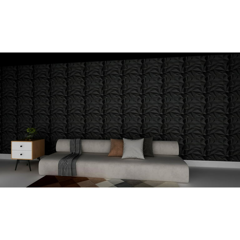 Art3d Diamond Design 19.7 in. x 19.7 in. PVC 3D Seamless Wall Panel in Black for Interior Decoration (12-Panels)