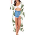 thumbnail image 1 of Kimono de Playa Con Estampado de Hojas Para Mujer, Chal, Manga 3/4, Largo, Suelto, Para Cubrir Odeerbi ODB-6, 1 of 9