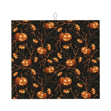 

Naloa Halloween With Pumpkins Dish Drying Mat for Kitchen Counter Heat Resistant Drainer Mats Absorbent Draining Mat Dish Rack Pad 16 x18