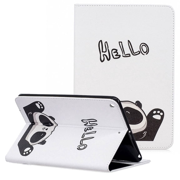 Allytech iPad Mini 5 Case 2019, iPad Mini 5st Generation Case, Ultra Slim PU Leather Cute Pattern Folio Stand Lightweight Anti-Scratch Soft Rubber Back Cover Case for Apple iPad Mini 5, Hello Panda