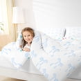 thumbnail image 3 of Erosebridal Girls Bowknot Gifts Queen Comforter Set For Bowtie Lover,Blue Coquette Bowtie Bedding Comforter Set For Kids,Colorful Stars Reversible,3pcs, 3 of 7