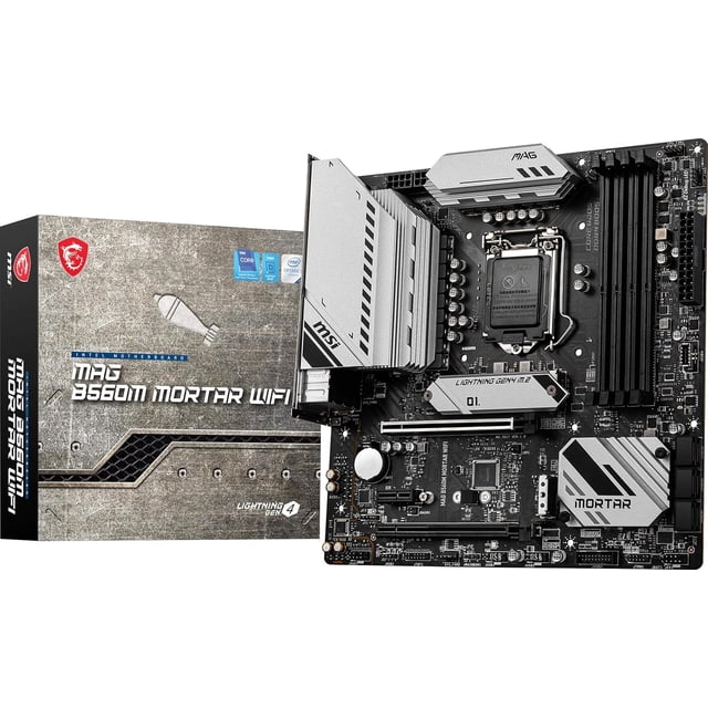 MSI MAG B560M MORTAR WIFI micro ATX LGA 1200 Socket, DDR4, PCIe 4, CFX, M.2 Slots, USB 3.2 Gen 2, 2.5G LAN, DP/HDMI, Wi-Fi 6E - Open Box