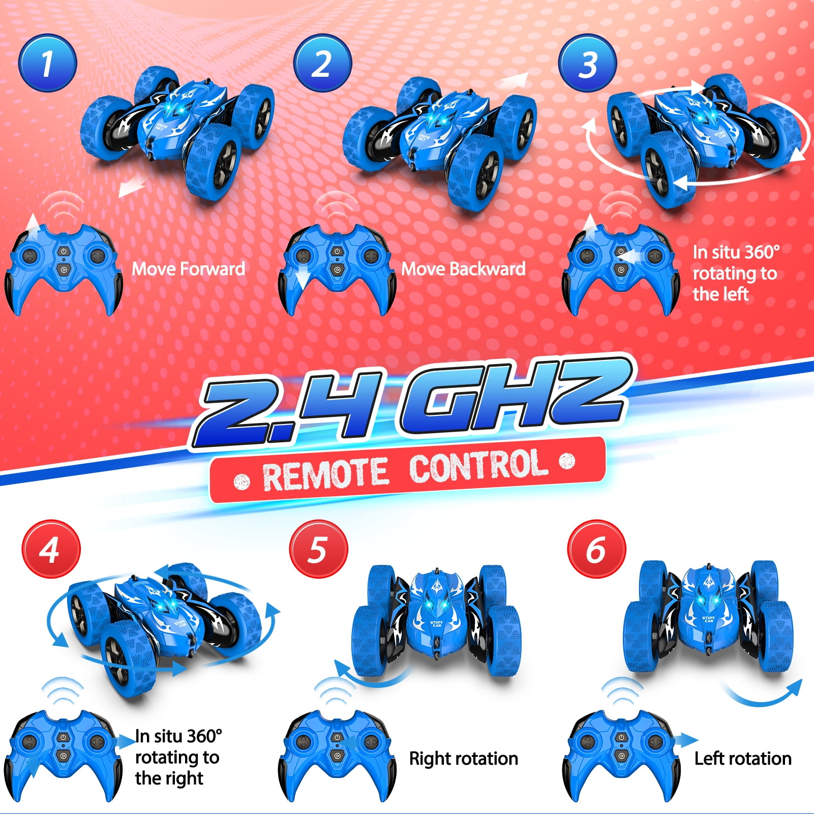 Remote Control Stunt Cars for Kids, 3 4 5 6 7 8 9 10 Year Old Boys Gifts, Rechargeable RC Cars for 3-12 Year Old, Outdoor Toys for Boys Christmas Birthday