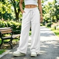 thumbnail image 5 of HomeDM Women's Sweatpants with Pockets Athletic Joggers Workout Pants White Elastic Drawstring Waist Size 3XL, 5 of 7