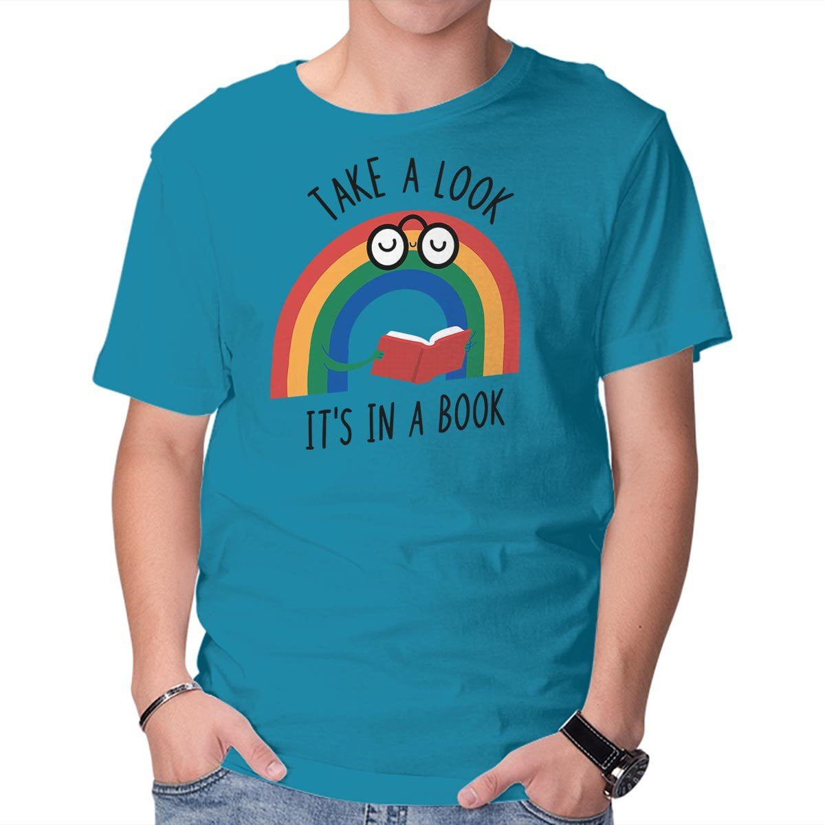 Men's Graphic T-shirts Rainbow - Book | Reading | Charcoal | Small -