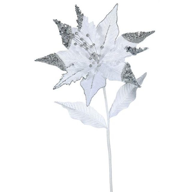 Vickerman OF161401 Tige de Fleur de Poinsettia Blanc&44; 26 & 12 Po.