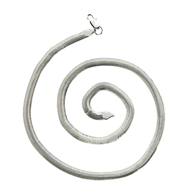 Transemion Statement With Style Silver Flat Snake Chain Necklace Made With Silver Metal Silver Chain Necklace Stylish Accessory silver 50cm 1Set