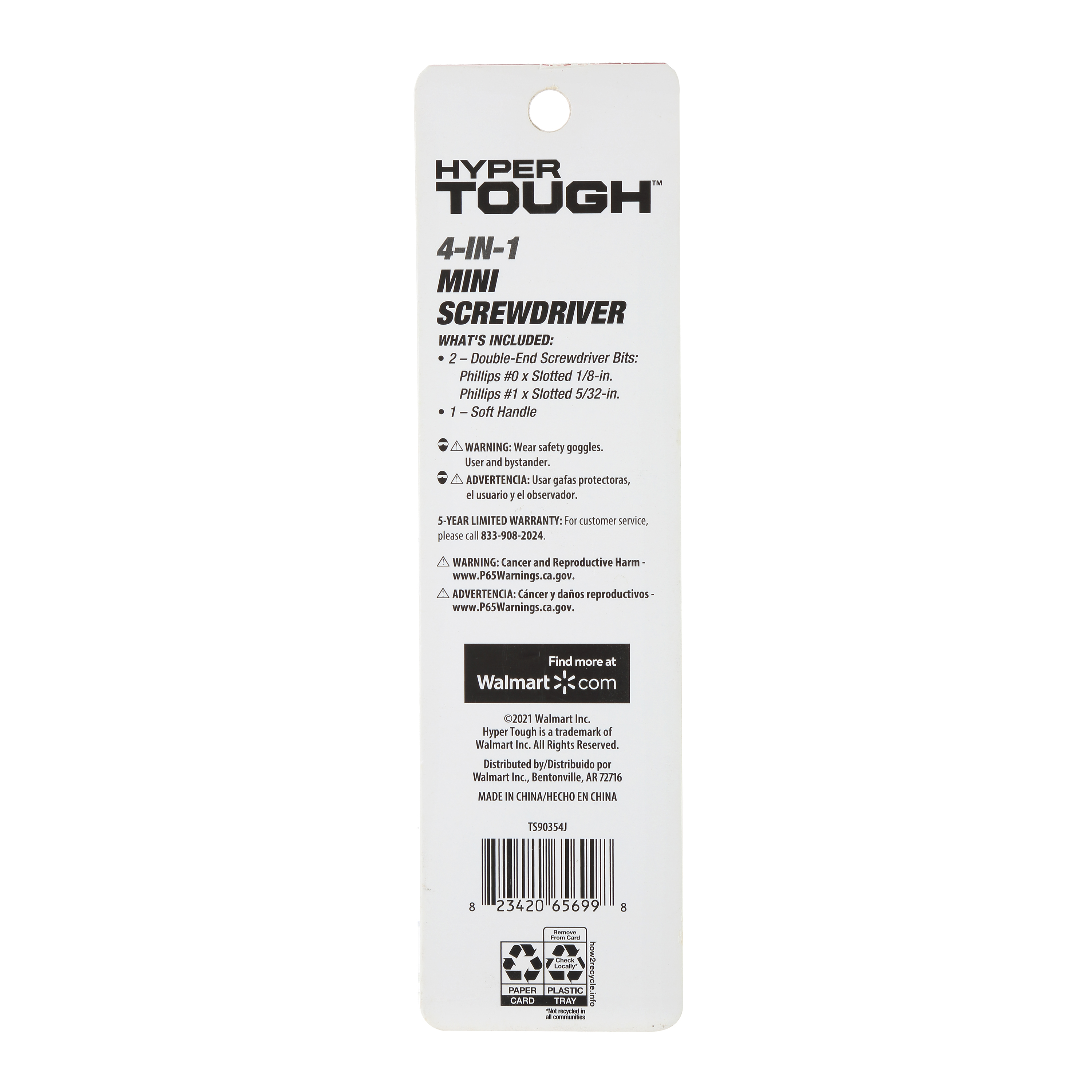 Destornillador mini 4 en 1 Hyper Tough con puntas Phillips y planas 6