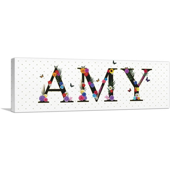 ARTCANVAS AMY Girls Name Room Decor Canvas Art Print - Size: 36" x 12" (0.75" Deep)