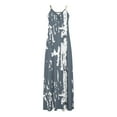 thumbnail image 3 of QLEICOM Women's Summer Casual Floral Printed Bohemian Spaghetti Strap Floral Long Maxi Dress with Pockets Boho Printed Hoop Sling Beach Long Dress Blue B XL, US Size: 10, 3 of 4
