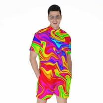 Abstract Colorful Liquid Trippy Short Sleeve Men'S Rompers Casual Summer Jumpsuits Outfit