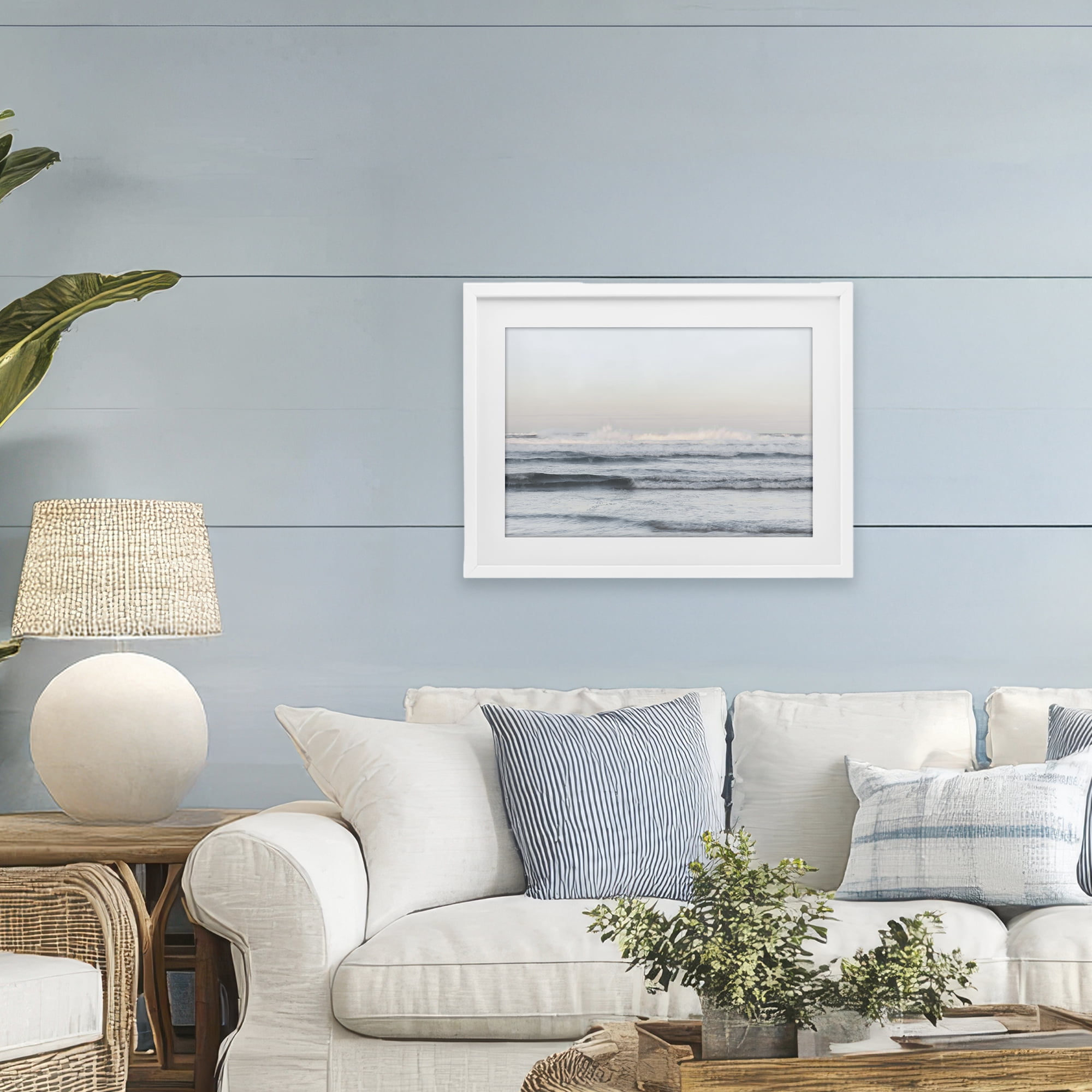 Stupell Industries Serene Ocean Waves Calmness White Framed Print Under Glass, design by Melissa McClain