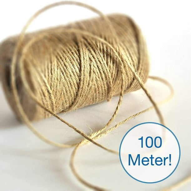 Chlua 100m Jute Twine, Garden Twine, Natural Jute Rope, Arts Crafts Twine, For Gardening, Home Decor, Gift Wrapping, Creative Arts