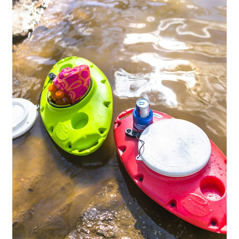 CreekKooler 30 Qt Floating Insulated Beverage Cooler Pull Behind Kayak, Tan  