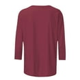 thumbnail image 4 of Red Women's Long Sleeve T-shirt, Women'S Solid Color Round Neck Slim Seven Point Sleeve T Shirt Top,Women's Long sleeve T-shirt M, 4 of 5