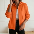 thumbnail image 2 of vigerkar Zip Up Cardigan Sweatshirts for Women Long Sleeve Lightweight Hoodie Oversized Casual Hoodies Sweater Fashion Jackets (Orange, M), 2 of 6