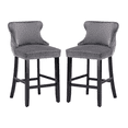 thumbnail image 4 of Tcbosik Velvet Counter Height Upholstered Barstools Set of 2, Armless Bar Chair with Button Tufted Design & Wood Legs for Kitchen Island, Easy Assembly, Gray, 4 of 10