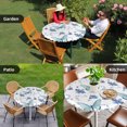 thumbnail image 4 of Blue Butterfly Flower Round Tablecloth for 36-44 Inch Tables,Fitted Table Cover with Elastic Edge,Botanical Watercolor Floral Leaf Waterproof Outdoor Table Cloth Protector for Patio Garden Dinner, 4 of 9