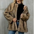thumbnail image 5 of Delliss Women's Trendy Winter Faux Fur Jacket Khaki M, 5 of 9