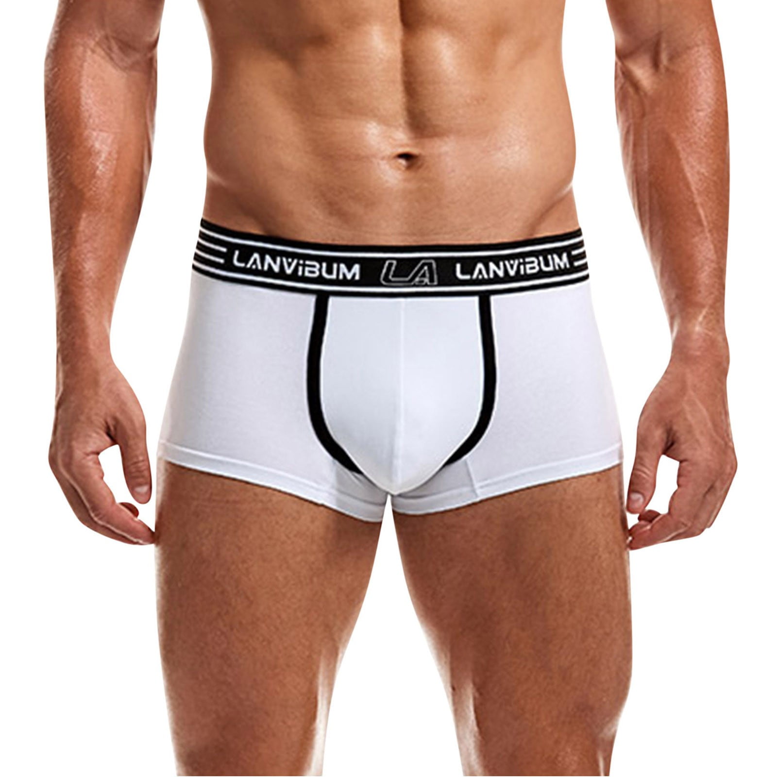 Gubotare Mens Underwear Briefs Men's Enhancing Underwear Briefs Ice Silk  Big Ball Pouch Briefs for Male Pack,White L 