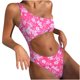 thumbnail image 1 of Conjunto de ropa de playa con estampado de bikini de una pieza con hueco floral cómodo de un solo hombro para mujer OAVQHLG3B Store lin121212, 1 of 4