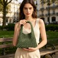 thumbnail image 5 of Woven Tote Bag 13x7.9 Inch Lightweight Cotton Rope Handbag Compact Hollow Woven Purse for Daily Beach Vacation Shopping Casual Use, 5 of 6