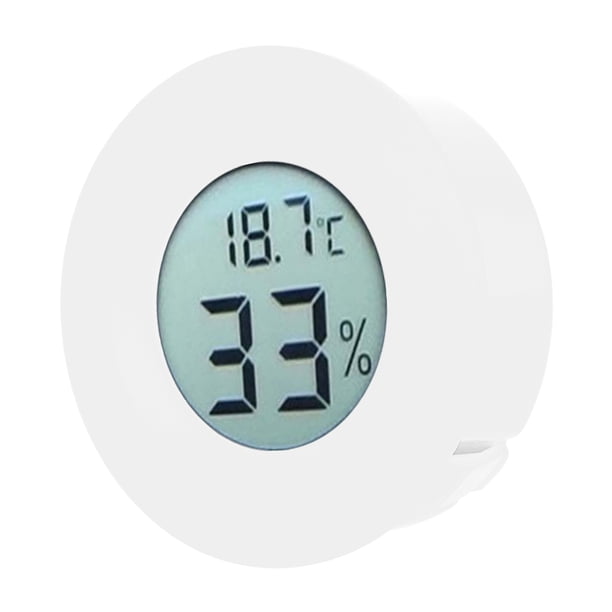 Mini termómetro higrómetro digital LCD integrado circular medidor de temperatura y humedad para interiores blanco