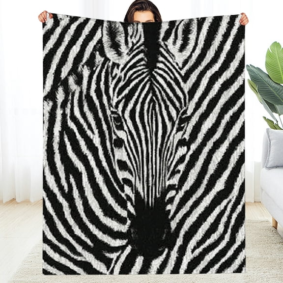 RKSupls Zebra Print Throw Blanket, Soft Warm Lightweight Flannel Throw Blanket for Couch, Bed, Outdoor, Cozy Fluffy Fuzzy Blankets for Women Boys Girls, Home Decor, 30*40in