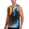 thumbnail image 2 of KLL Red And Blue Fire Skull Warrior Print Men's Muscle Gym Workout Stringer Tank Tops Bodybuilding Fitness T-Shirts Tank Tops Men-X-Large, 2 of 7