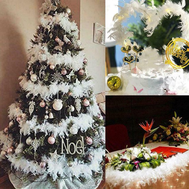Árbol de Navidad tira de boa de plumas blancas guirnalda de plumas para árbol de Navidad decoración del hogar ANGGREK Otros