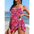 thumbnail image 4 of SHEWIN Swimdress for Women One Piece Floral Printed Bathing Suit High Waisted Tummy Control Modest Swim Dress with Pocket, 4 of 8