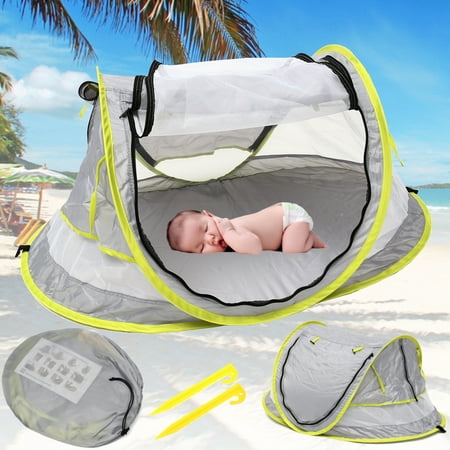 Baby Beach Tent, Portable Baby Travel Bed UPF 50+ Sun Shelters for Infant , PopUp Mosquito Net with 2 Pegs Sunshade Ultralight