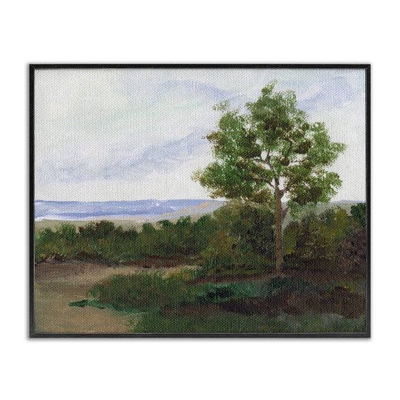 Stupell Industries Summer Evening Landscape Landscape & Nature Painting Black Framed Art Print Wall Art, 14 x 11