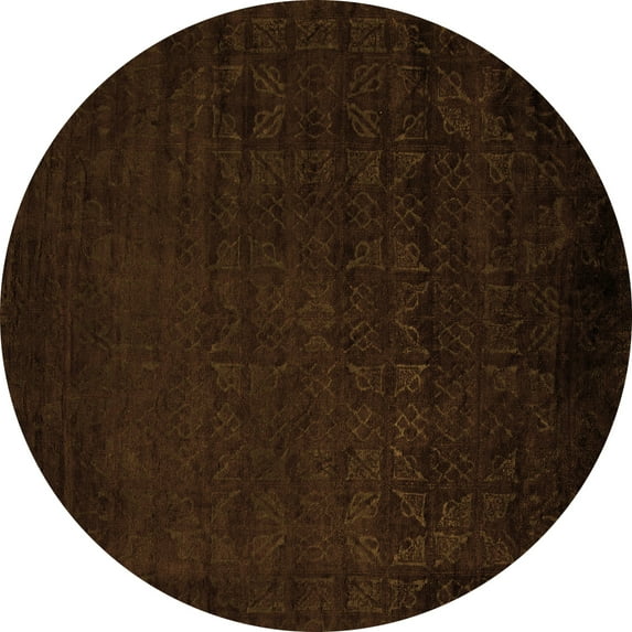 Ahgly Company Indoor Round Abstract Orange Modern Area Rugs, 7' Round