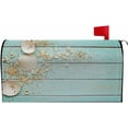 thumbnail image 2 of Magnetic Mailbox Covers Polyester Oxford Cloth Anti-UV and Reusable Letterbox Cover 21×18 Inch,Seashells On Turquoise Wooden Summer, 2 of 6