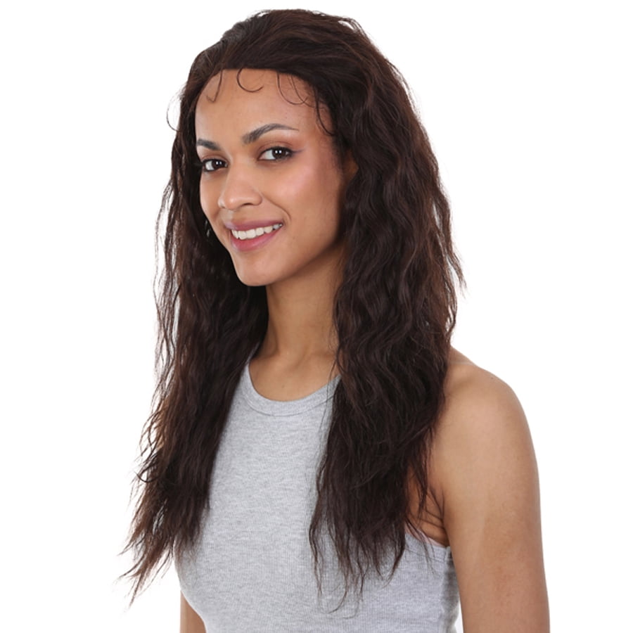 LUXLUXE Bianca 22-inches 100% Human Hair 3½"×13 HD Lace Wig, Heat Resistant Fiber, (Dark Brown)