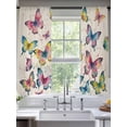 thumbnail image 2 of Colorful Butterfly Sheer Curtains 63 Inch Length 2 Panels Set Window Treatments, Elegant Pastoral Butterflies Rustic Watercolor Rod Pocket Semi Curtains for Living Room/Bedroom/Kitchen, 104"W x 63"L, 2 of 7