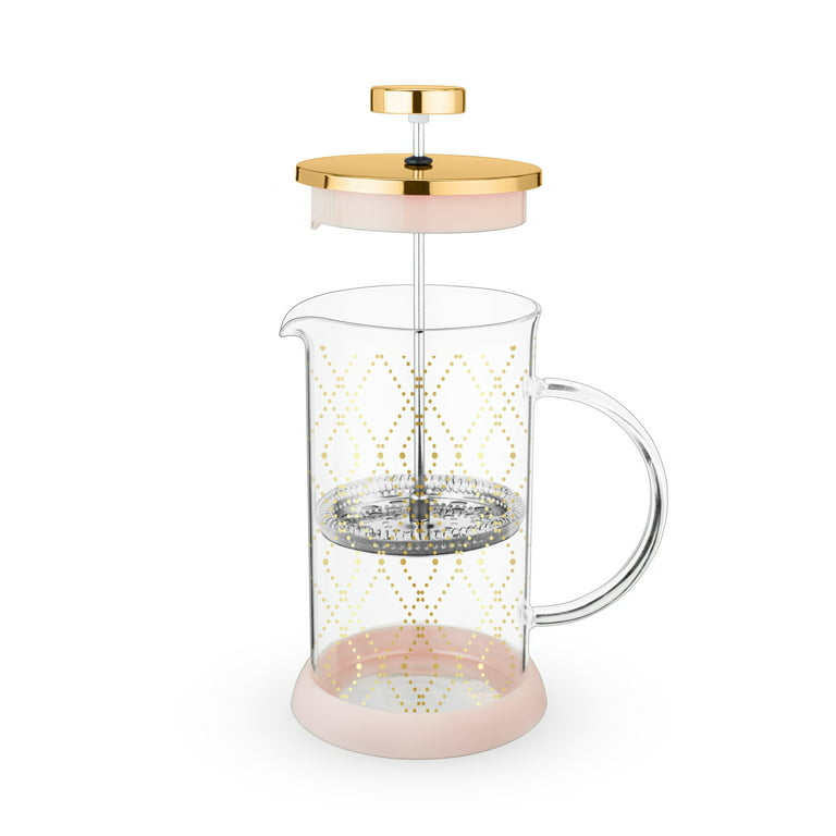 Pinky Up Riley Mini Souk Glass Press Pot Tea and Coffee Maker, Loose Leaf Tea  Accessories, Hot or Iced Tea Beverage Brewer, 12 oz Capacity 