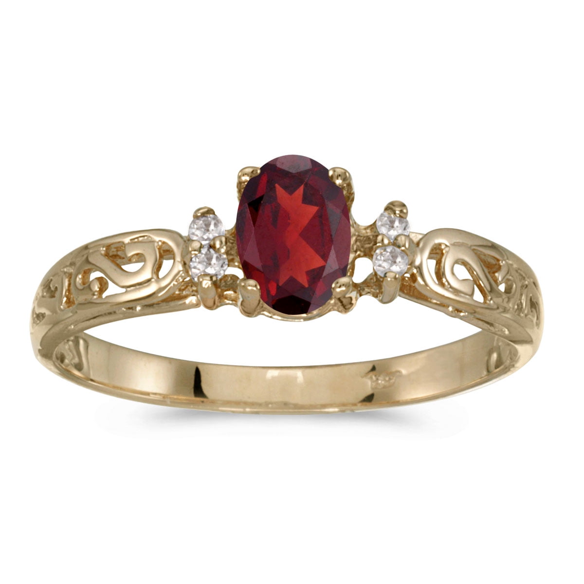 10k Yellow Gold Red Garnet Birthstone Band Ring Size 7.00 Stone January Marquise Fine Jewelry Gifts For Women For Her 