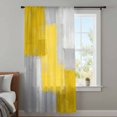 thumbnail image 3 of Yellow Abstract Sheer Curtains 84 Inches Long, Grey Geometric Oil Painting Vintage Gradient Light Filering Curtains, Breathable Simi Curtain Privacy Drapes for Living Room Bedroom Window Treatment, 3 of 9