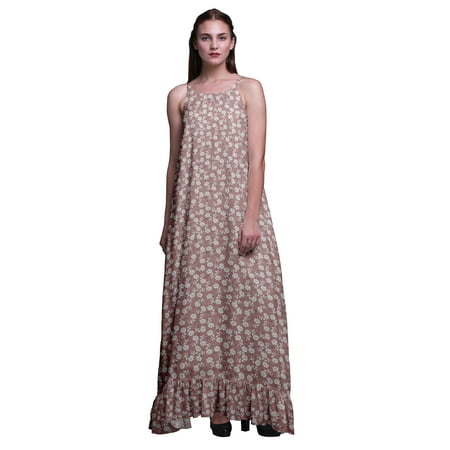 

Bimba Dusty Rose Artistic Leaves & Floral Womens Sleepwear Long Nightgown Printed Spaghetti Strap Ladies Nightwear X-Small
