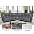 thumbnail image 4 of Ellesophas 7-Seat PU Leather Reclining Sectional Sofa Set with Footrest, Wide Padded Armrests, Removable Backrest, Perfect for Living Room & Home Theater, Gray, 4 of 7