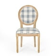 thumbnail image 4 of GDF Studio Newman French Country Upholstered Dining Chairs, Set of 2, Dark Blue Plaid, Light Beige Fabric, and Natural, 4 of 12