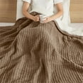 thumbnail image 6 of Madison Park Rowan 50x60" Contemporary Chenille Waffle Knit Throw in Brown, 6 of 9
