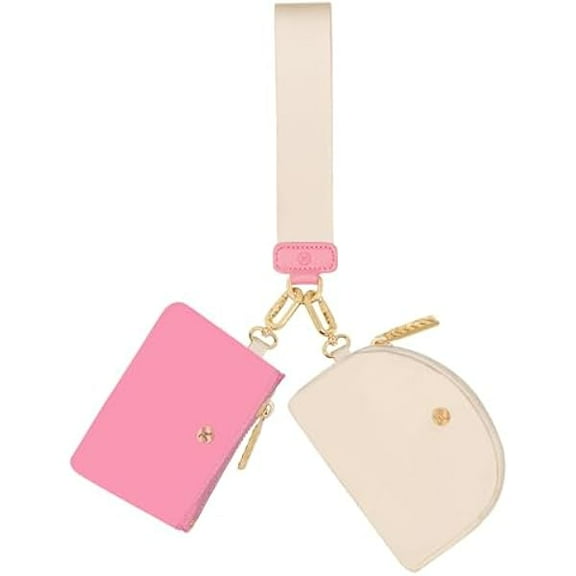 ZLCKeychain Wallet, Detachable Dual Pouch Wristlet Wallets for Women Men, Portable Mini Zip Around Small Wallet Coin Purse