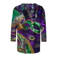 thumbnail image 5 of SOOMLON Mardi Gras Shirts Women Tuesday Shirts Carnival Themed Party 3/4 Sleeve Outfits Funny Mask Graphic Tshirts Tunic Round Neck Tops New Orleans Holiday Blouses 2025 Multicolor XL, 5 of 5