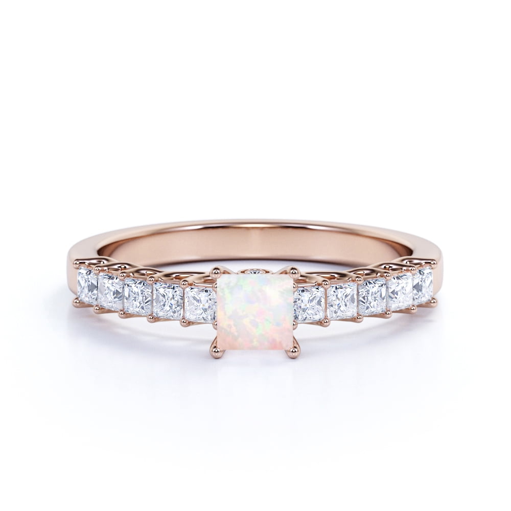 opal and rose gold engagement ring