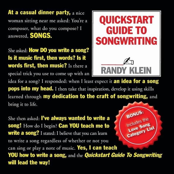 Quickstart Guide to Songwriting, (Paperback)