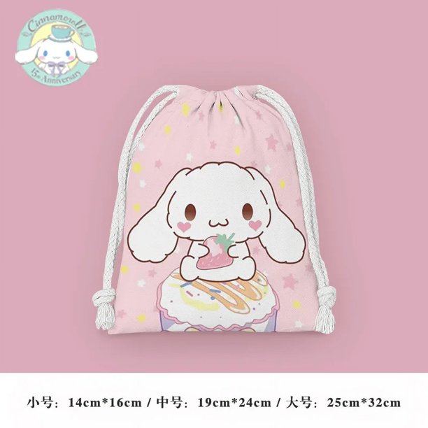 Neceser portátil con cordón para artículos diversos de estudiantes, diseño de dibujos animados de Sanrio Cinnamoroll